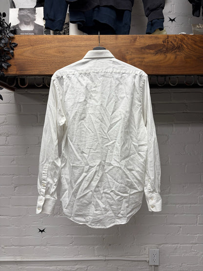 Saint Laurent ‘Rive Gauche’  YSL Pour Homme Embroidered Logo White Button Up Shirt