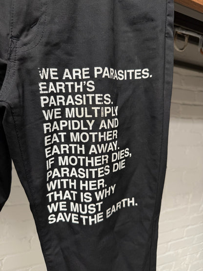 SS2002 Junya Watanabe x Levi’s  ‘Earth’s Parasites’ Poem Black Trousers