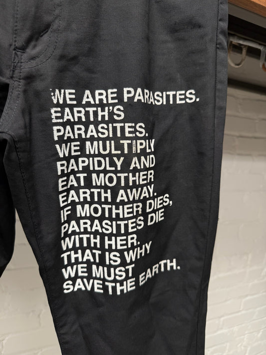 SS2002 Junya Watanabe x Levi’s  ‘Earth’s Parasites’ Poem Black Trousers