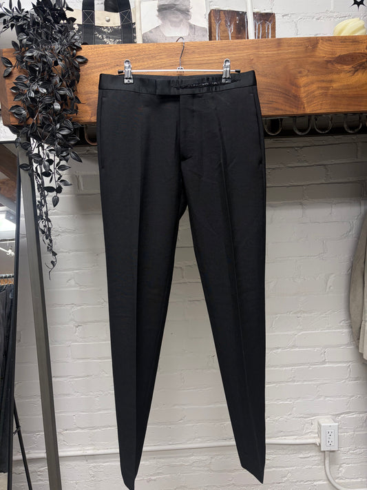 Dior Homme ‘Cummerbund’ Distressed Waistband Pleated Black Slim Cut Trousers