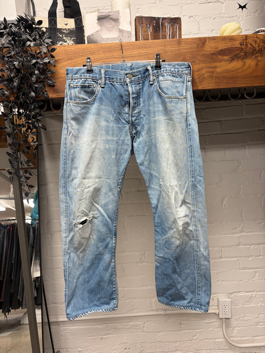 Visvim Washed Blue ‘Social Sculpture Denim’ Bootcut Blue Jeans