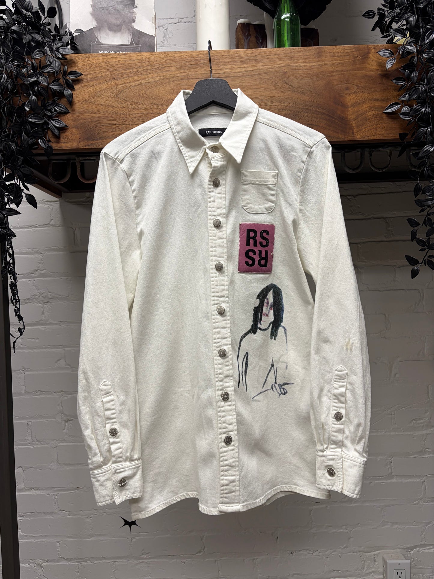 AW2015 Raf Simons x Brian Calvin ‘Guitar Boy’ White Denim Button Up Shirt