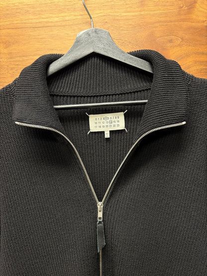 AW2023 Maison Margiela ‘Drivers Knit’ Black Ribbed Cotton Heavyweight Zip-Up Sweater