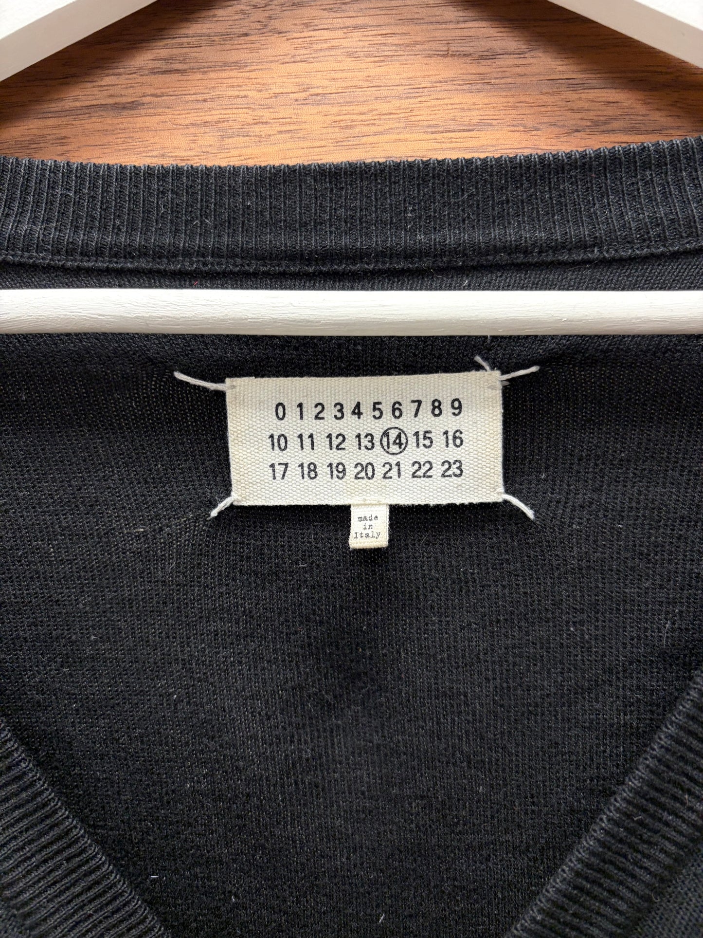 Maison Margiela Line (10) Black Suede Elbow Patch Wool Cardigan