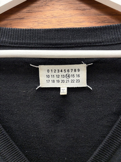 Maison Margiela Line (10) Black Suede Elbow Patch Wool Cardigan