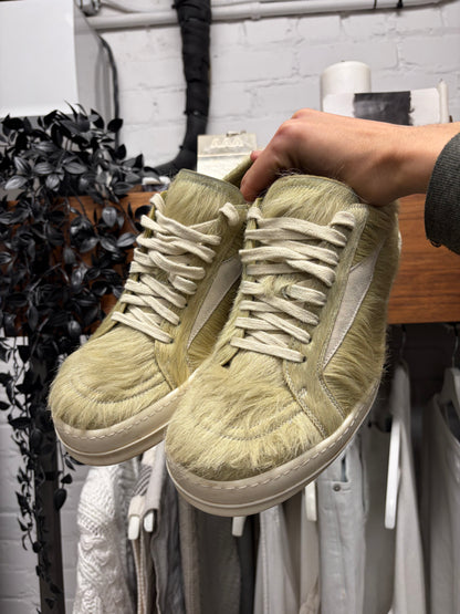 Rick Owens Pony Hair Green ‘Vans’ Low Top Sneakers