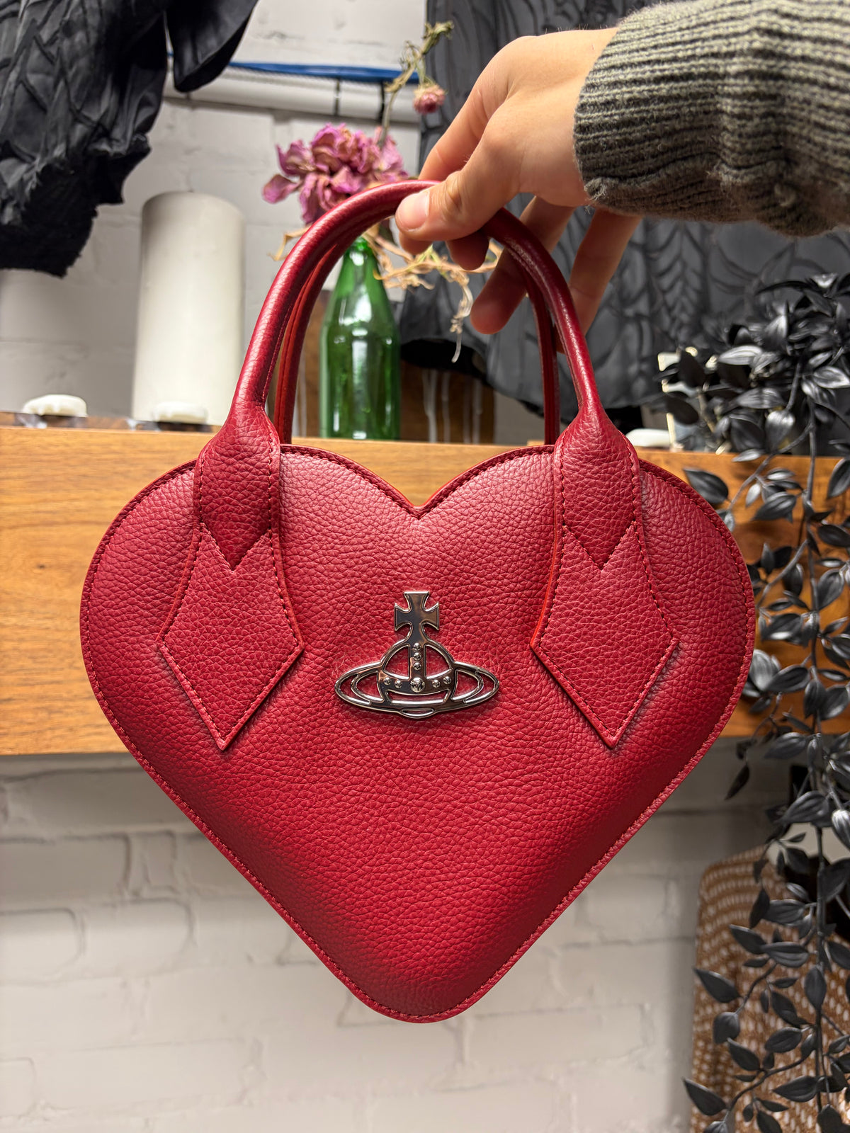 Vivienne Westwood ‘Heart Shape’ Red Leather Orb Logo Bag