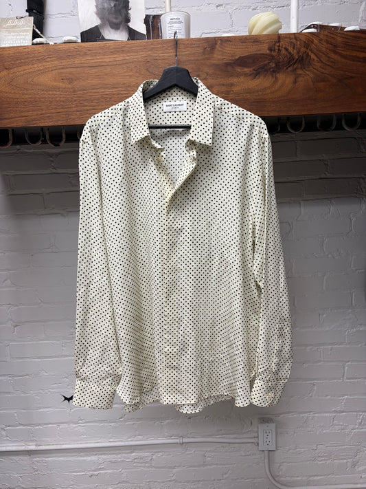 2023 Saint Laurent Silk Polka Dot Button Up Shirt