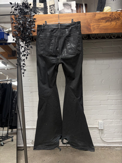 Rick Owens ‘Bias Cut’ Spiral Seam Black Flared Leg Denim