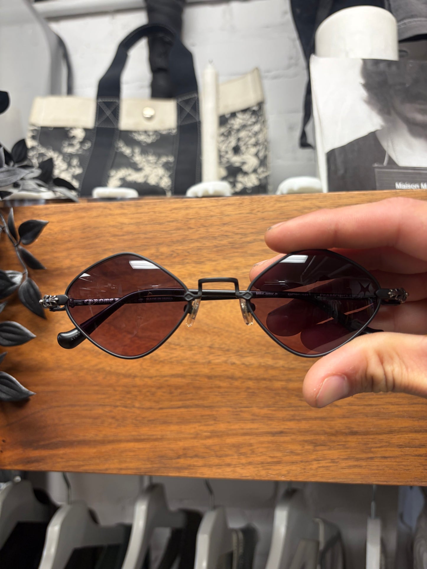 Chrome Hearts ‘Diamond Dog’ Black/Purple Tint Diamond Shape Sunglasses