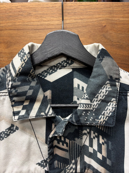 11 By Boris Bidjan Saberi ‘Geometric’ Patterned Button Snap Denim Shirt Jacket