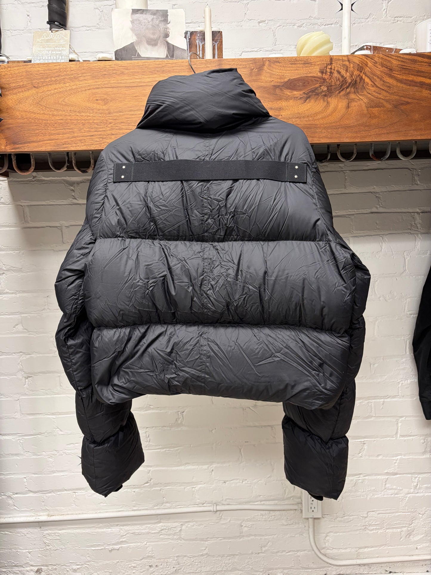 AW2021 Rick Owens ‘Gethsemane’ Funnel ‘Scarf Wrap’ Cropped Down Filled Puffer Jacket