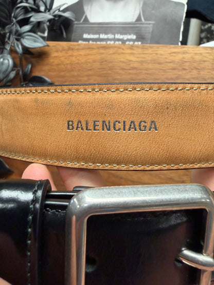Balenciaga ‘Minimal’ Square Buckle Black Patent Leather Belt