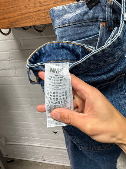 2023 Maison Margiela ‘Wax Coated’ Blue Bootcut Denim
