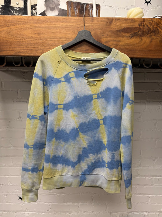 SS2016 Saint Laurent by Hedi Slimane ‘Surf Sound’ Tie Dye Distressed Sweatshirt