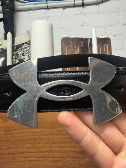 SS2025 Balenciaga x Under Armour ‘Buckle Logo’ Black Leather Belt