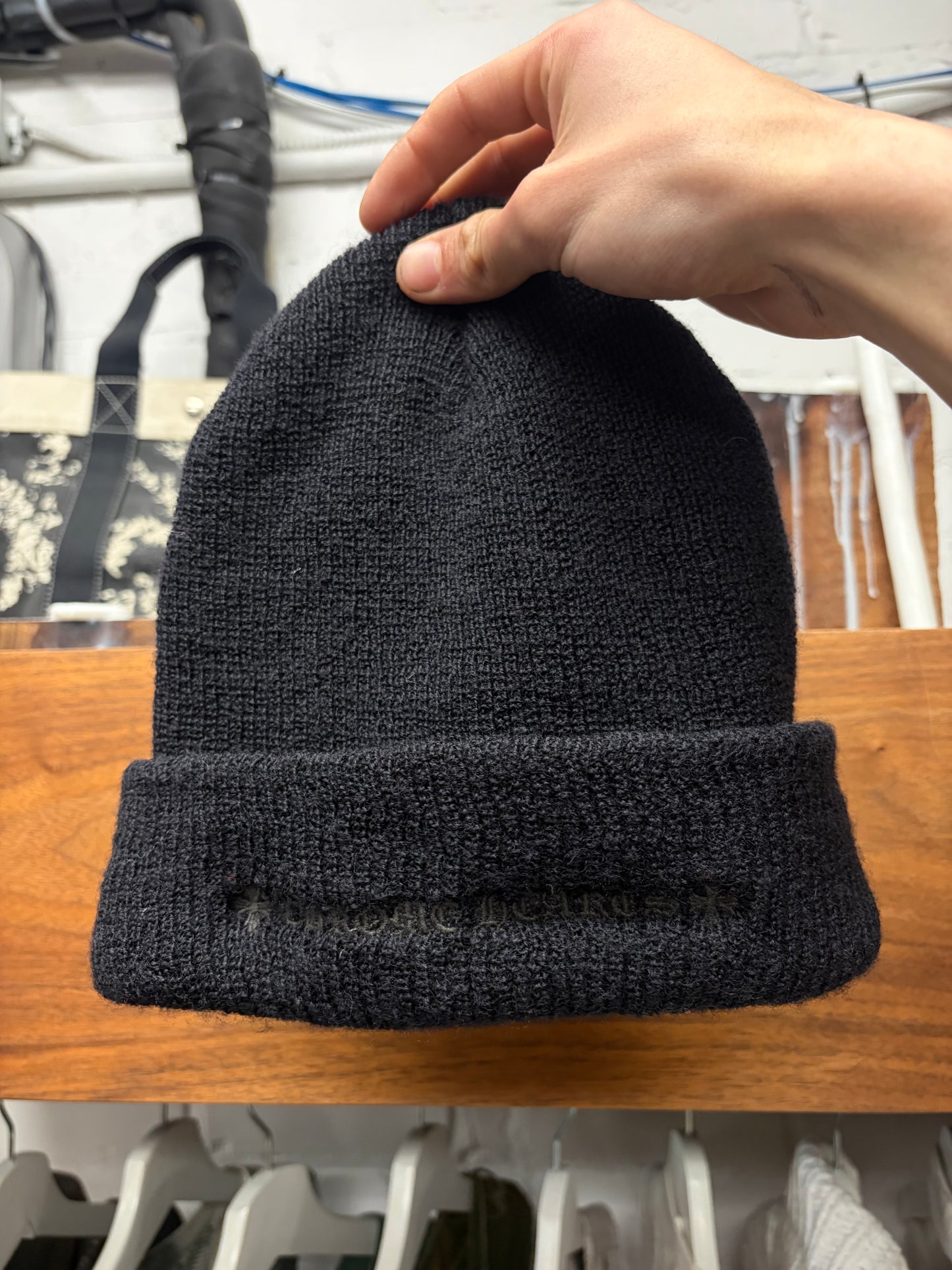 Chrome Hearts Plus Cross Ribbed Black Beanie