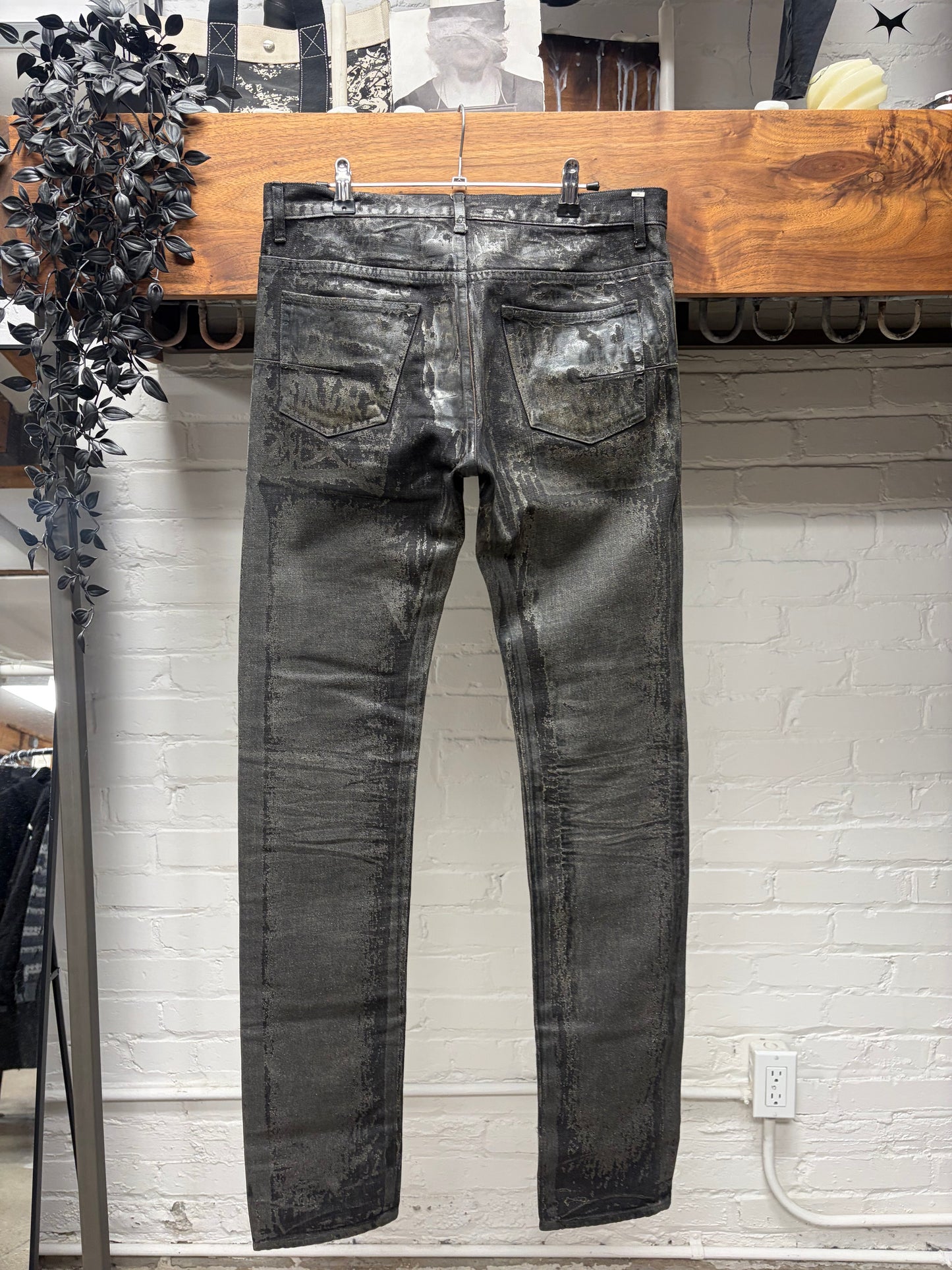 AW2008 Dior Homme ‘Luster’ Waxed Black Skinny Jeans