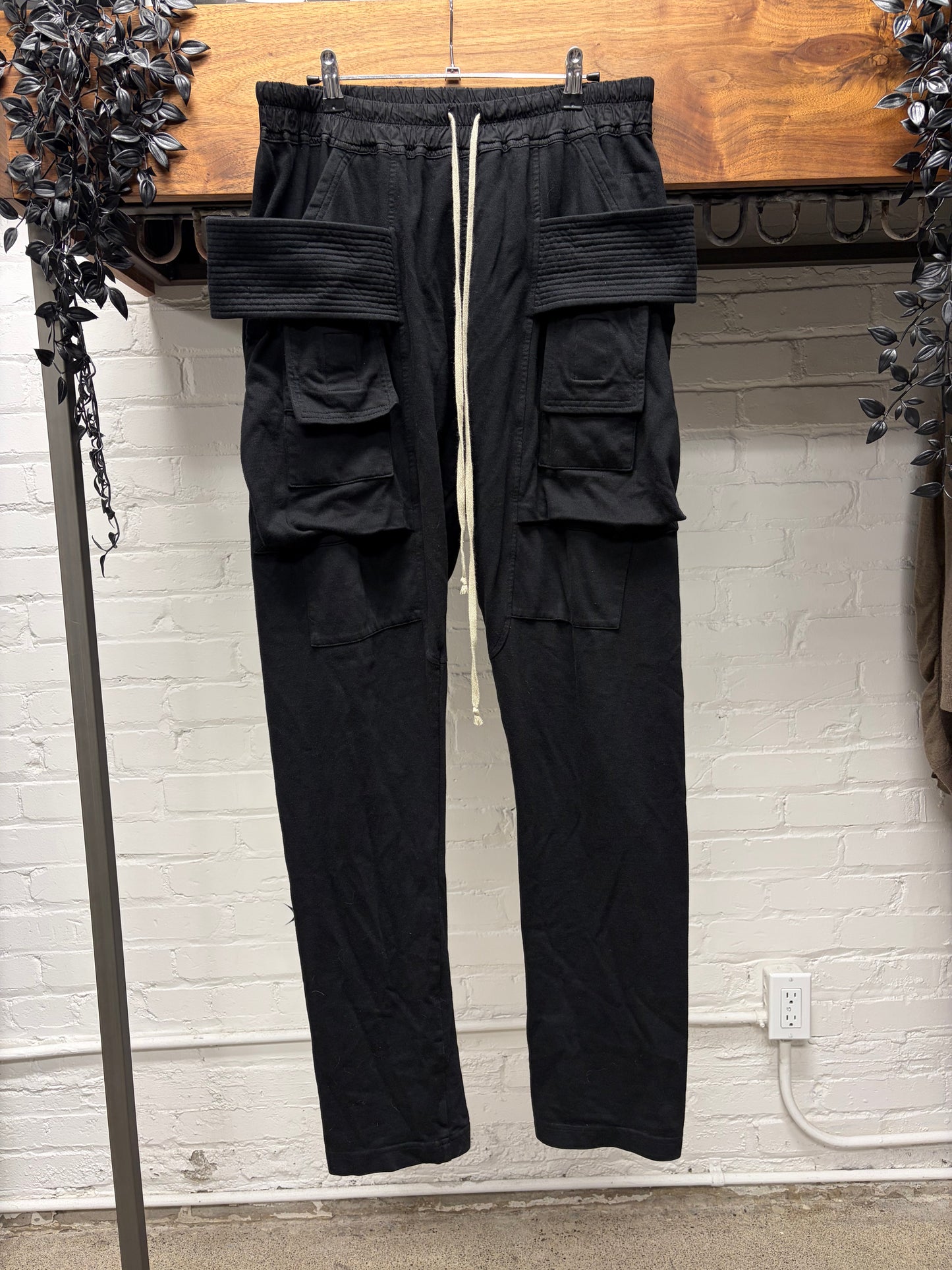 Rick Owens ‘Creatch’ Black Drawstring Straight Cut Sweatpants
