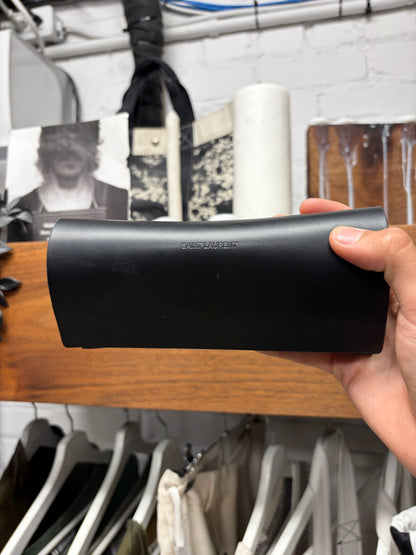 Saint Laurent Matte Black/Silver Box Shaped Black Tint Sunglasses