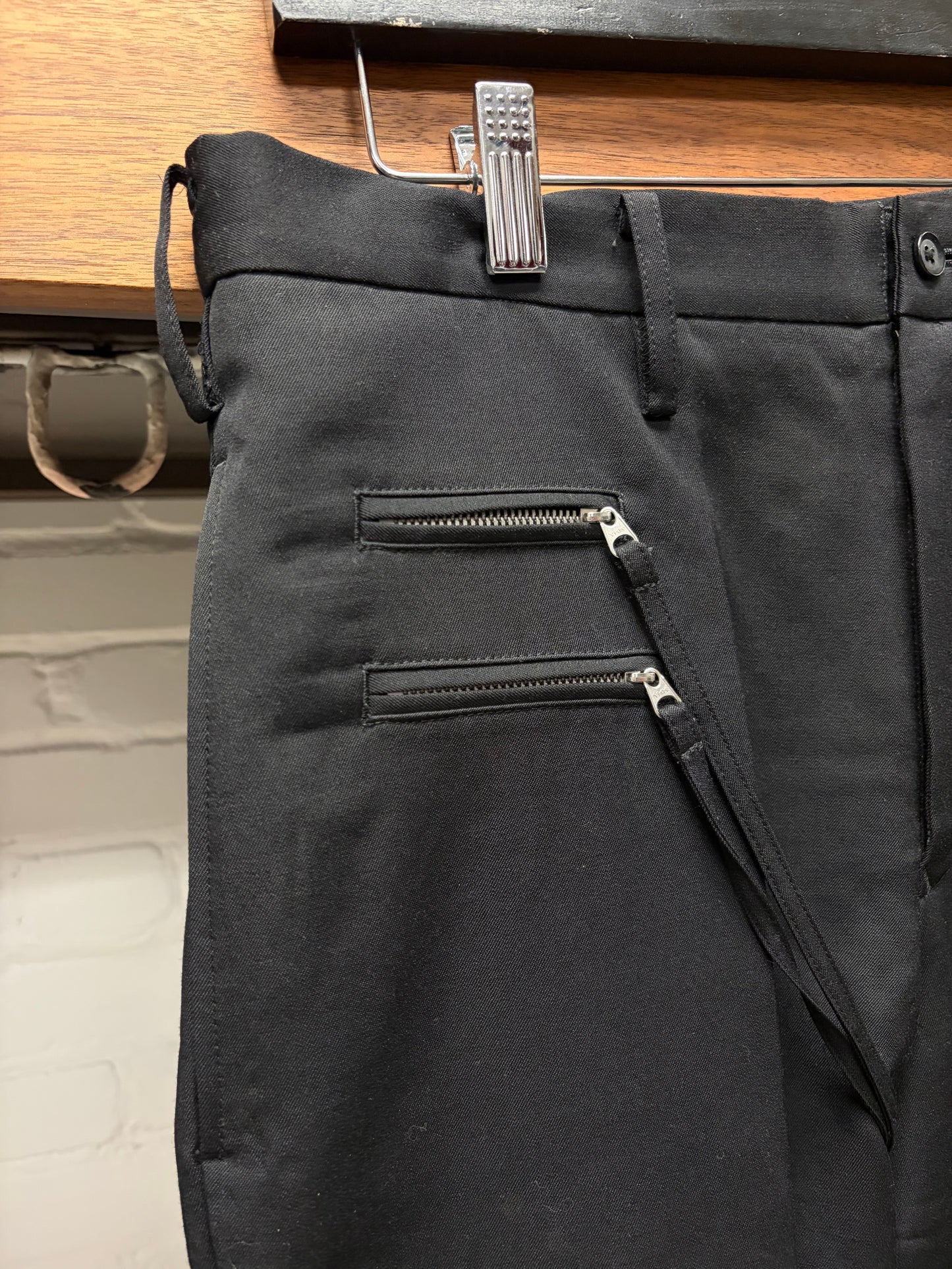 Yohji Yamamoto Pour Homme ‘Bondage Strap’ Black Zip-Closure Trousers