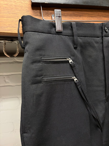 Yohji Yamamoto Pour Homme ‘Bondage Strap’ Black Zip-Closure Trousers