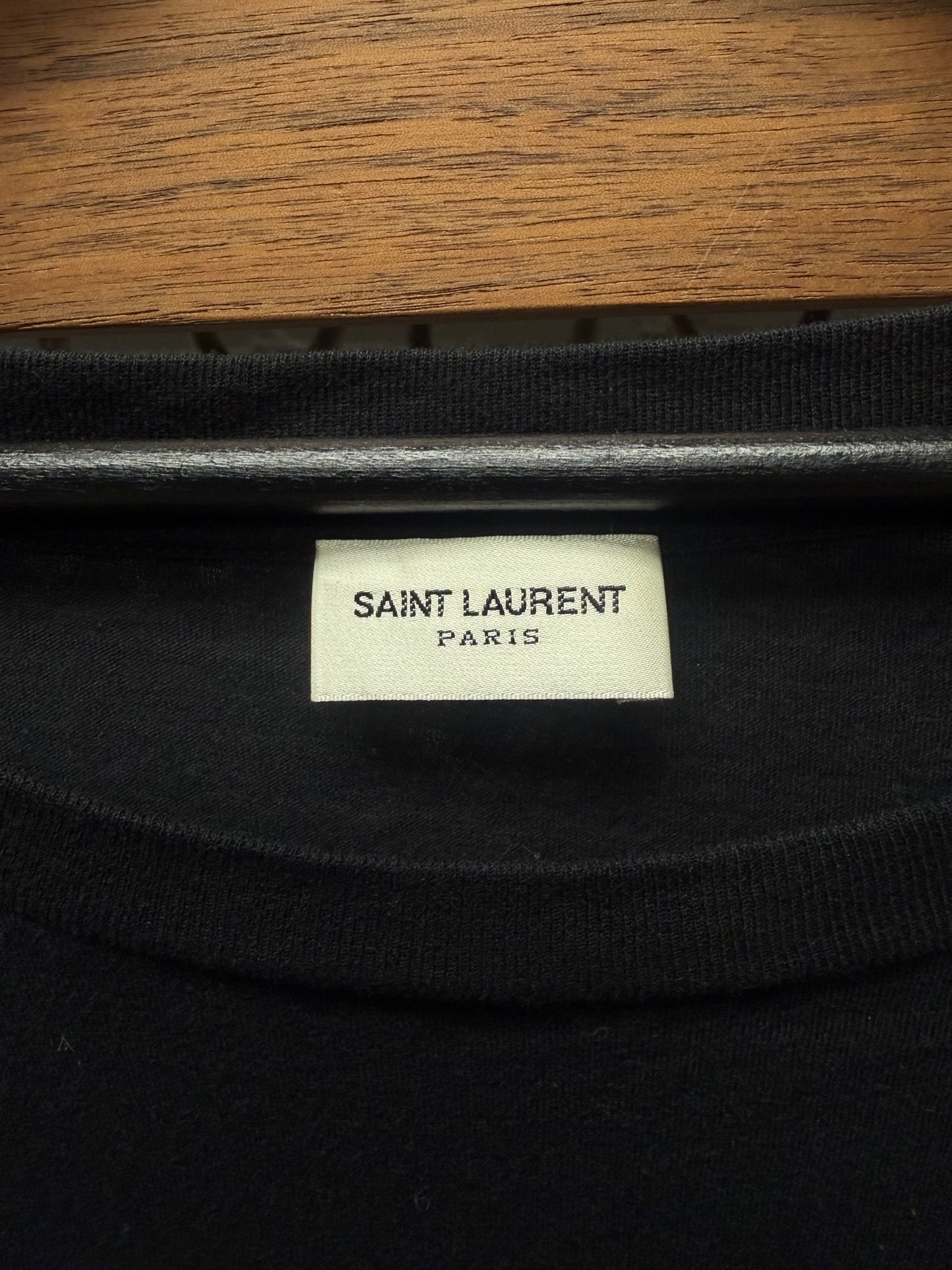 2021 Saint Laurent ‘Cursive Logo’ Black Graphic T-Shirt