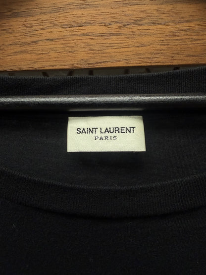 2021 Saint Laurent ‘Cursive Logo’ Black Graphic T-Shirt