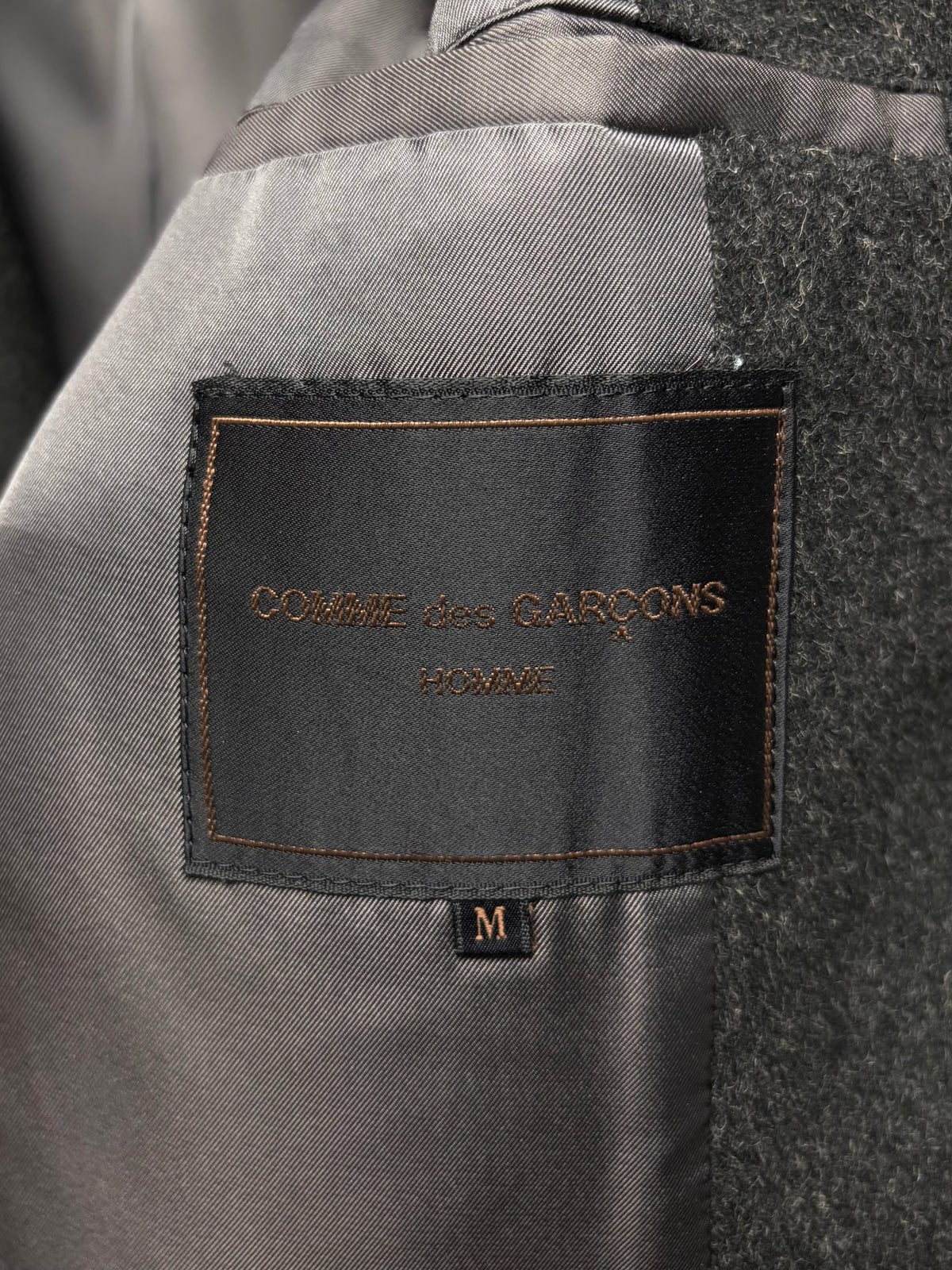 Vintage 1990s Comme Des Garcons Homme Grey Heavy Wool Full Length Trench Coat