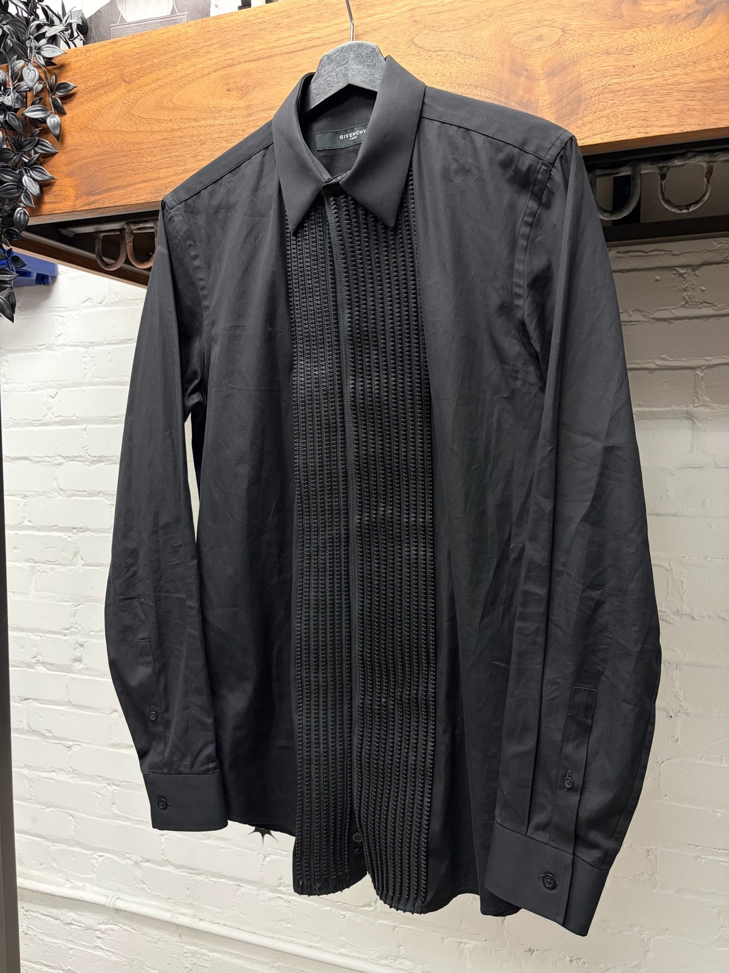 Givenchy ‘Multi Zipper Track’ Black French Button Closure Button Up Shirt