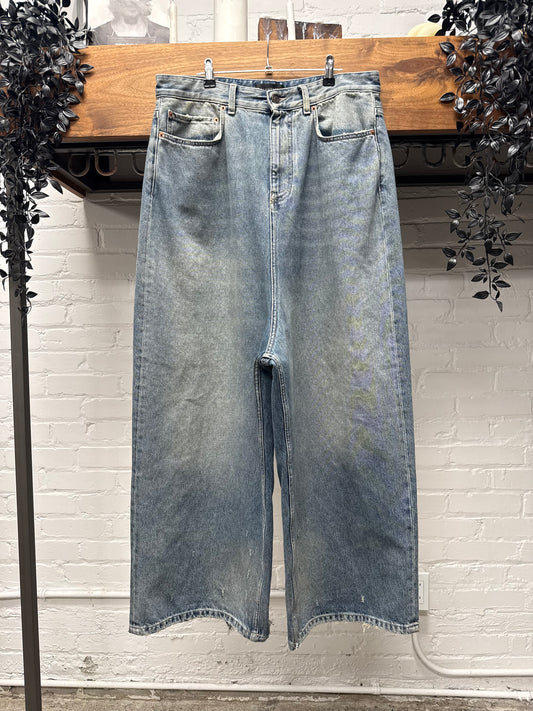 2024 Balenciaga ‘Washed Blue’ Baggy Wide Leg Denim