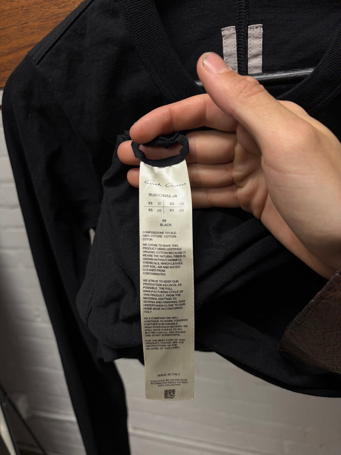 SS2023 Rick Owens ‘Edfu’ Black Cotton Long Sleeve Shirt