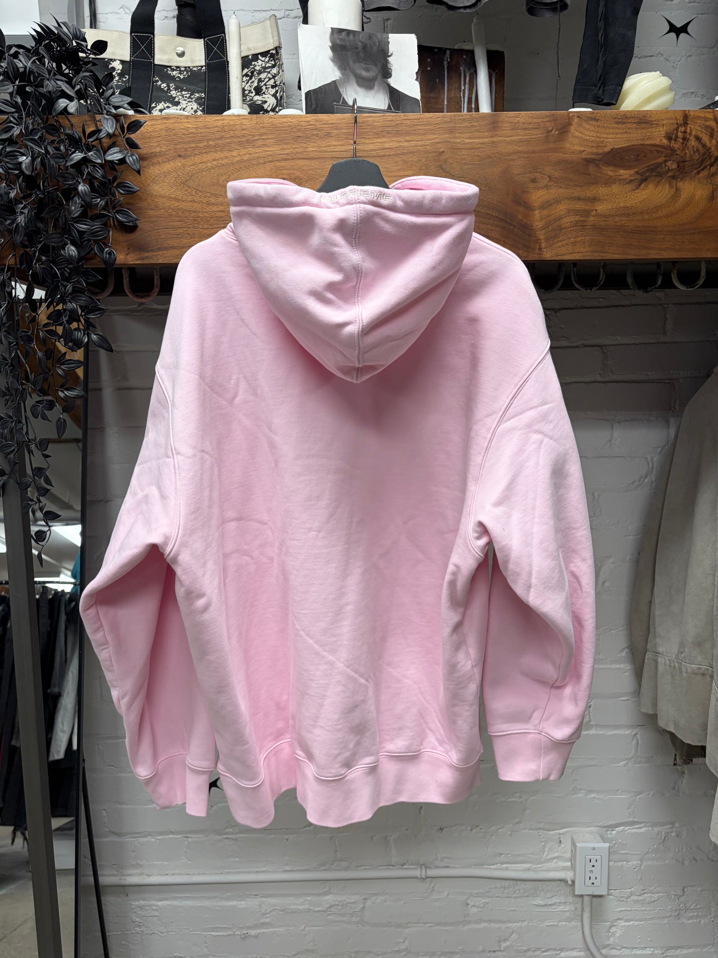 SS2024 Supreme x Nike Pink Embroidered Sleeve Logo Pullover Hoodie