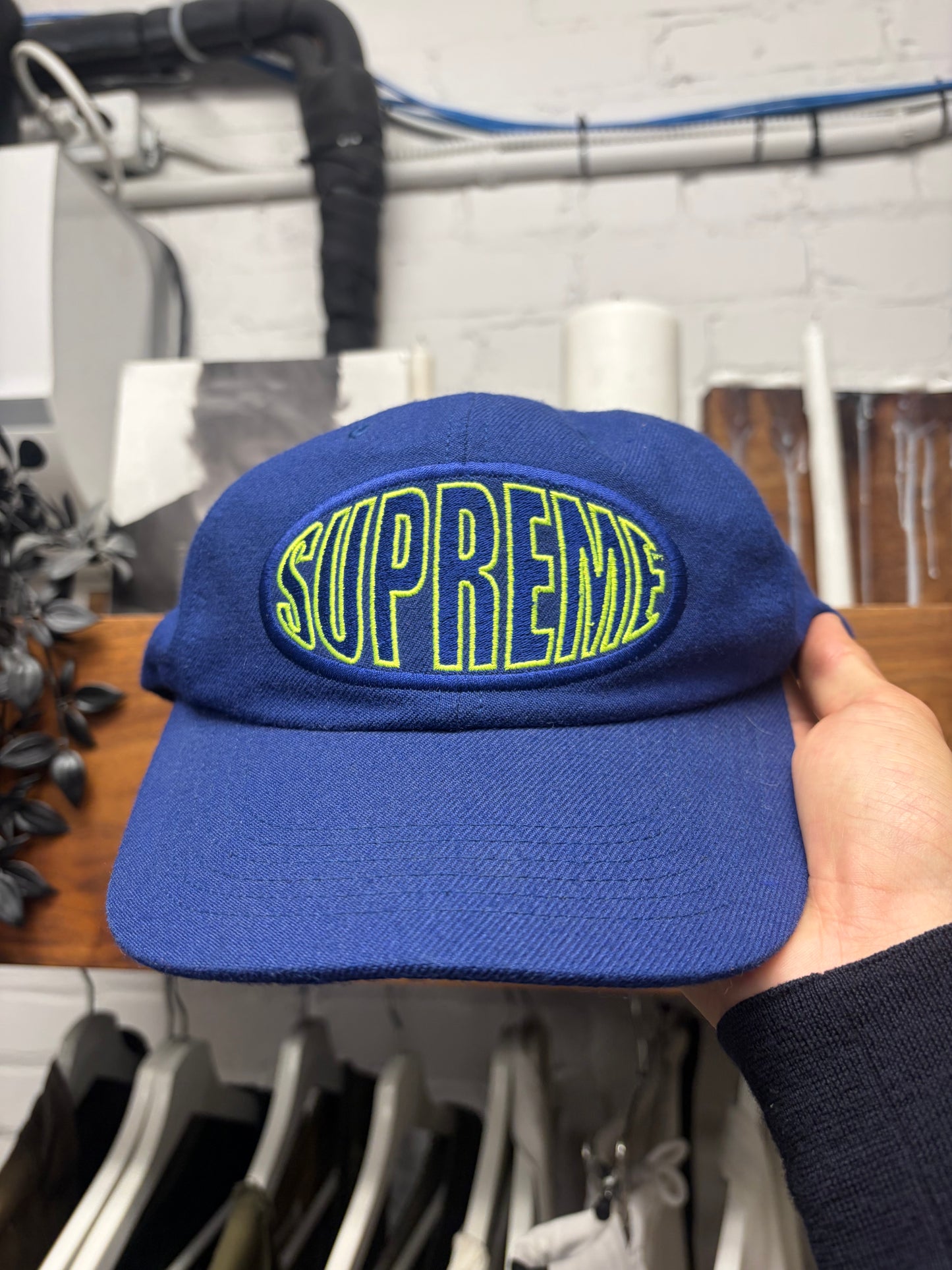 SS2017 Supreme ‘Warp Logo’ Blue Strap-Back Hat