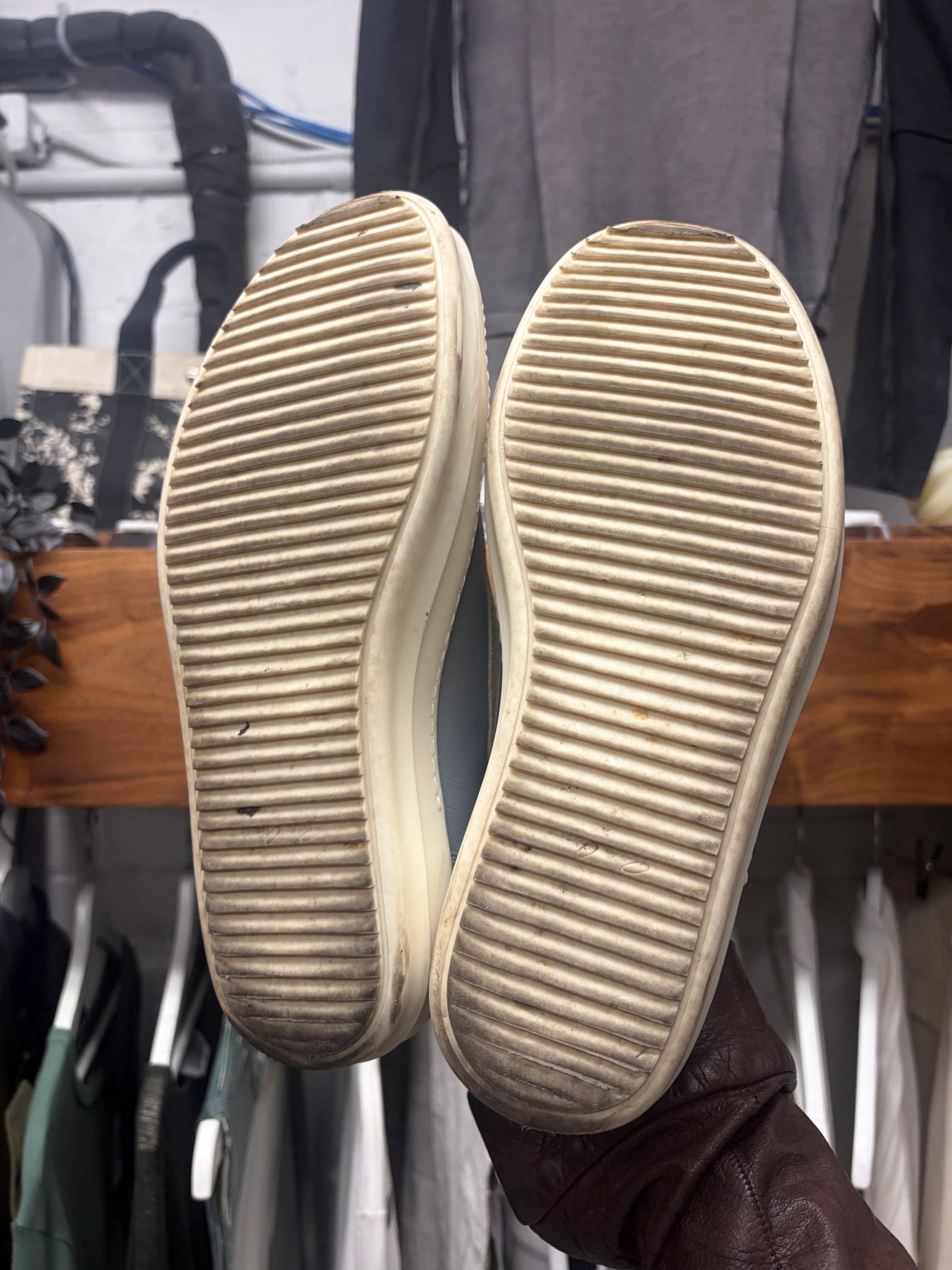 Rick Owens Mainline Blue Leather ‘Vans’ Low Top Sneakers