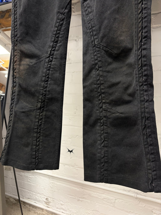Y-Project ‘Hook n Eye’ Waxed Black Flared Leg Denim