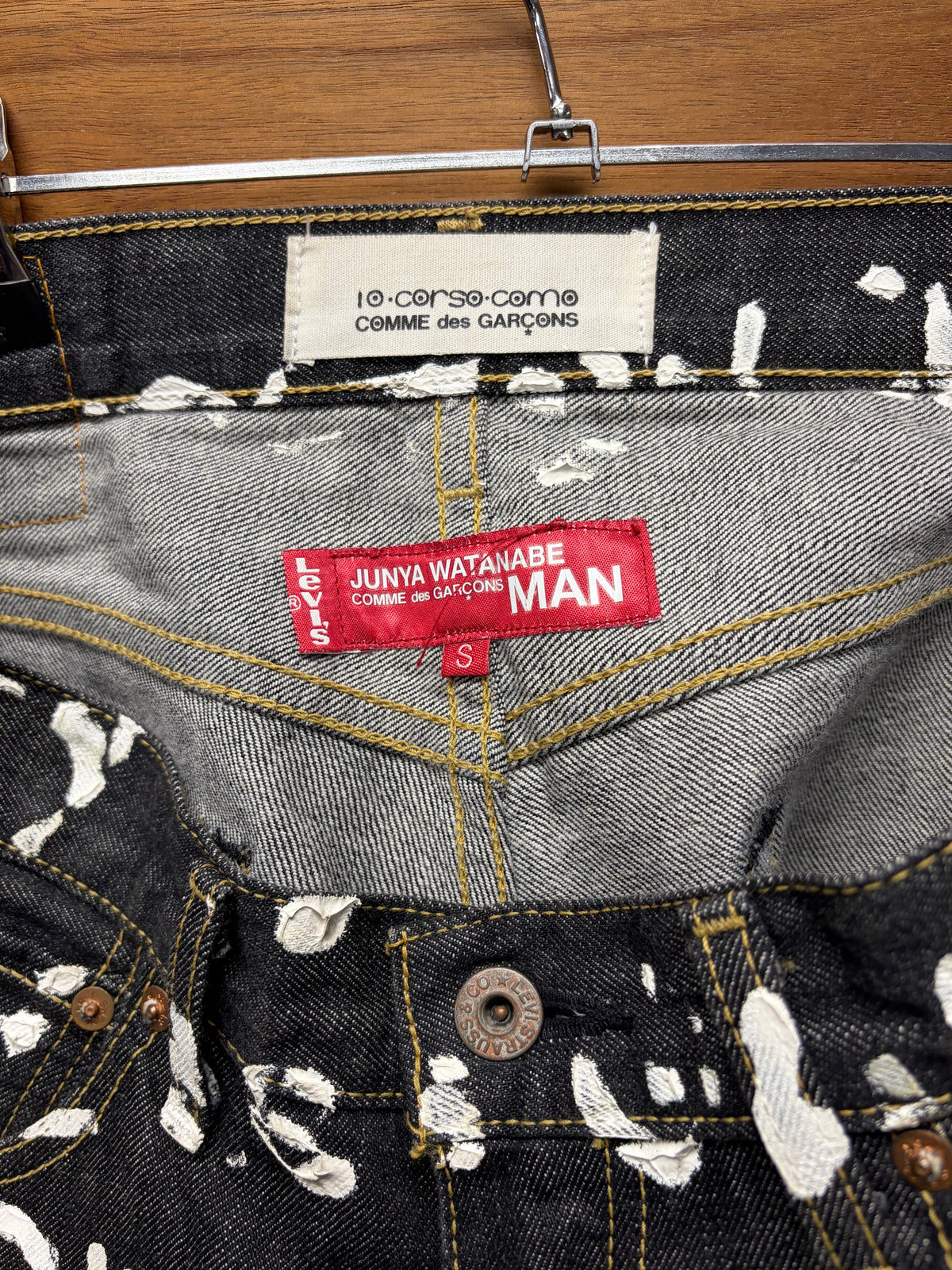 2007 Junya Watanabe x Corso Como x Levi’s ‘503’ Hand Painted Black Bootcut Denim