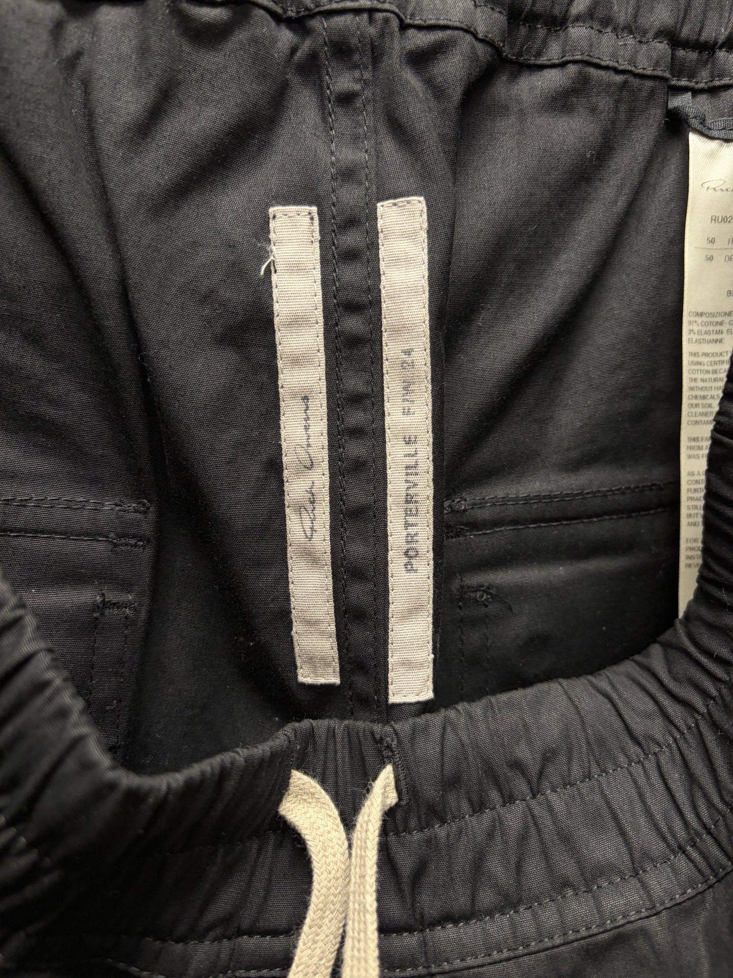 AW2024 Rick Owens ‘Porterville’ Black Drop Crotch Drawstring Pants