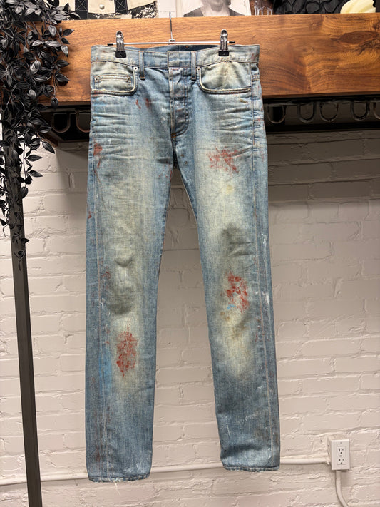 SS2010 Dior Homme by Kris Van Assche ‘Wildcat’ Unaltered Blood Splatter Jeans