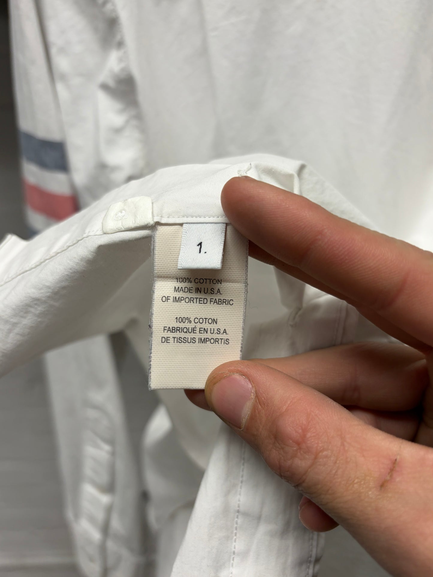 Thom Browne Classic White Cotton Striped Oxford Button Down Shirt
