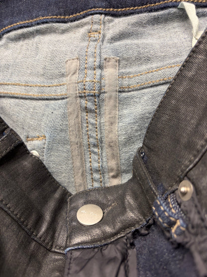 SS2019 Rick Owens ‘Babel’ Patched Waxed Black/Blue ‘Tyrone’ Skinny Jeans