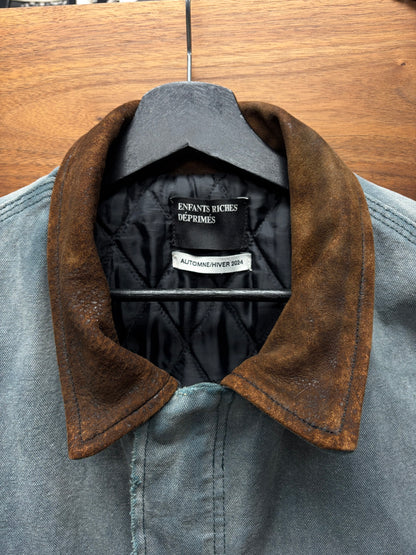 AW2024 Enfants Riches Deprimes ‘Memories’ Leather Trim Distressed Canvas Work Jacket
