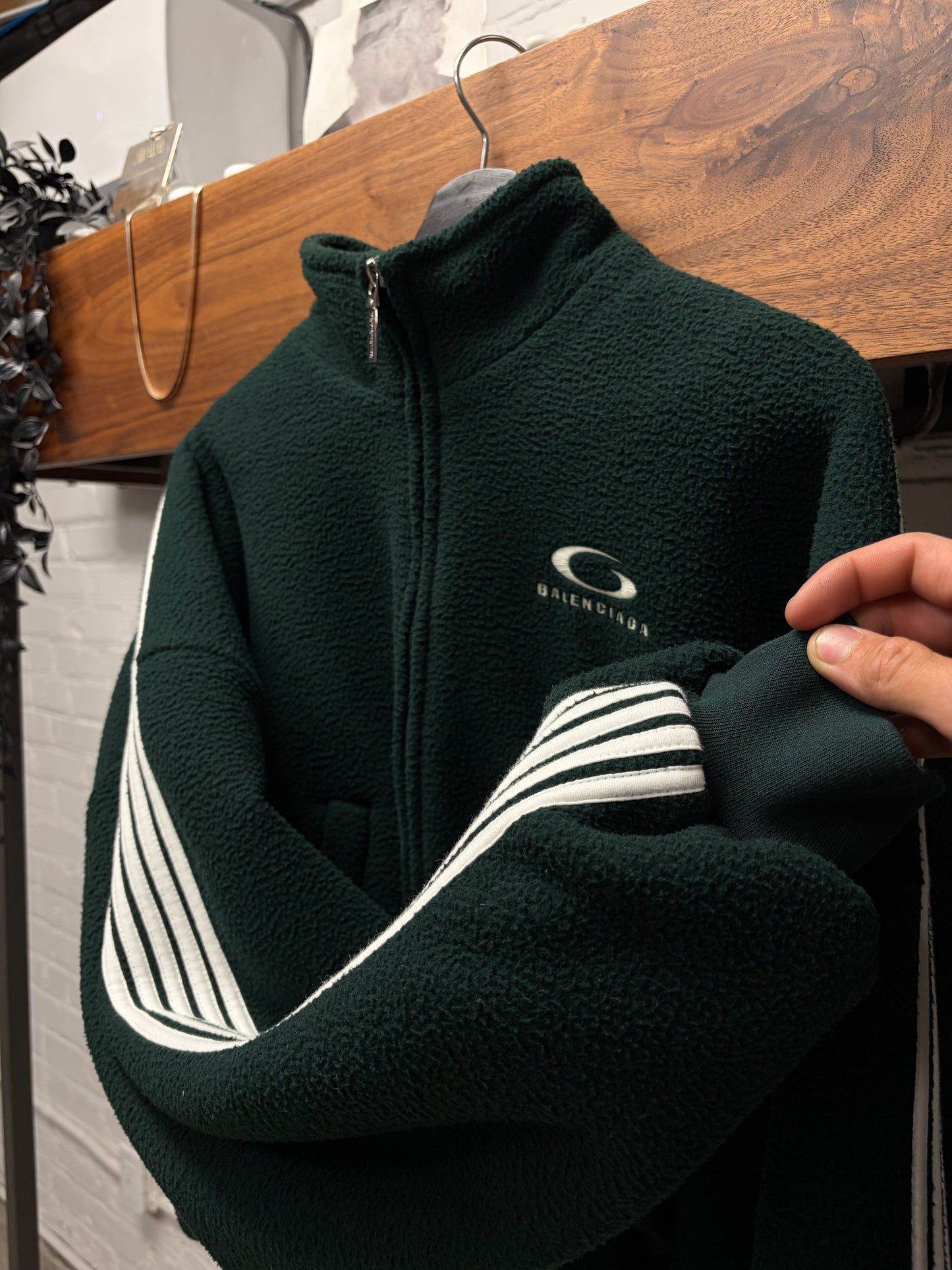 SS2025 Balenciaga ‘Sports Loop Icon’ Cropped Green Heavy Fleece Jacket