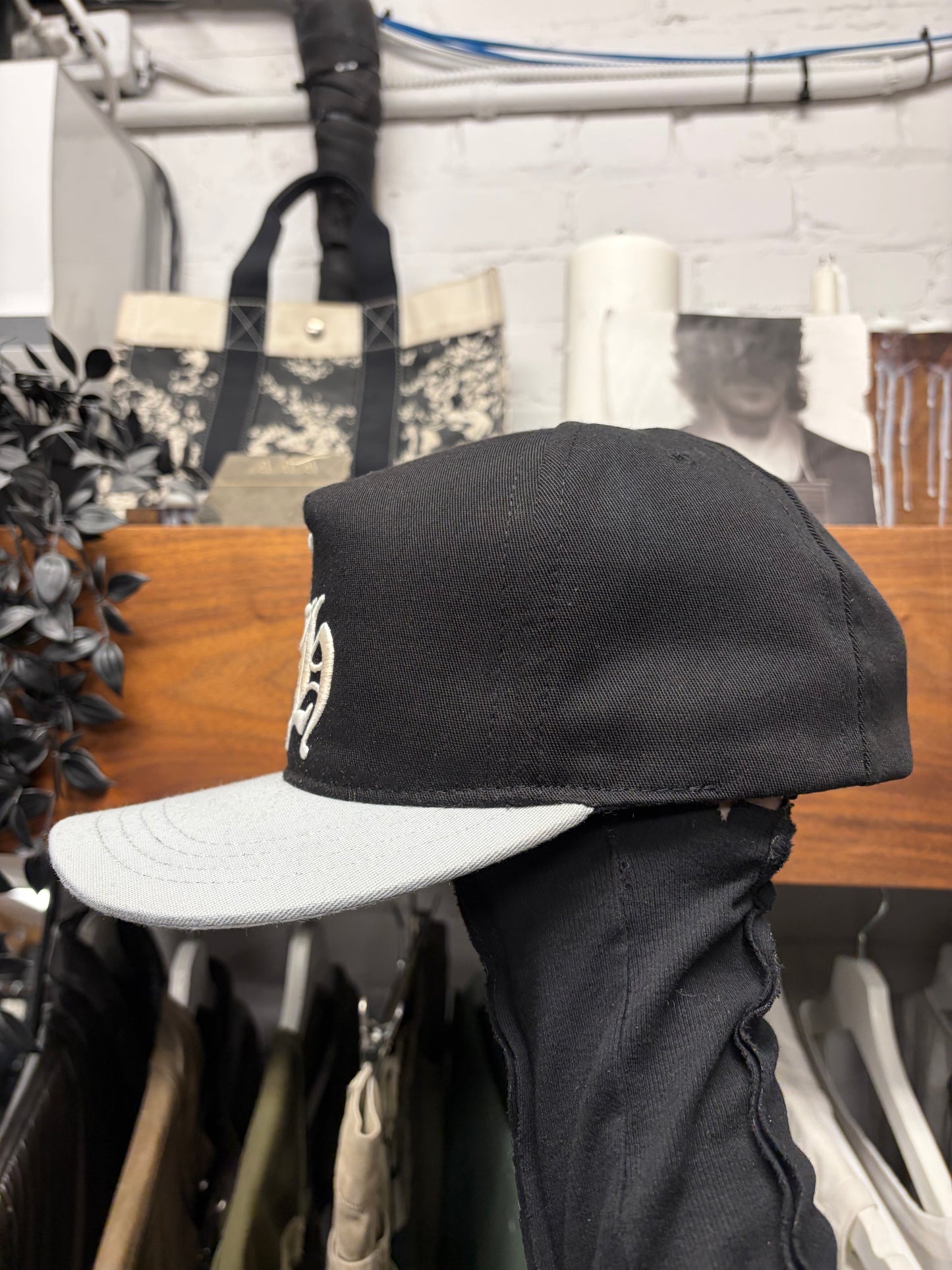 Chrome Hearts ‘CH’ Black/Grey Embroidered Logo Strap-Back Baseball Hat