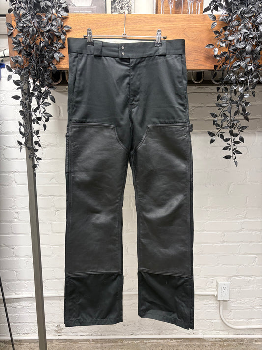 Vuja Dé ‘Adiago’ Black Leather Double Knee Carpenter Denim