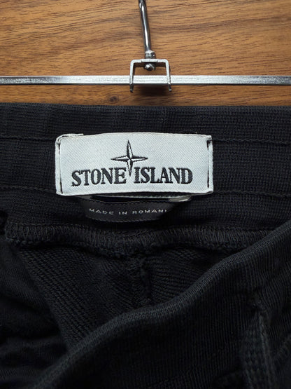 Stone Island Black Cotton ‘Badge Logo’ Sweat Shorts