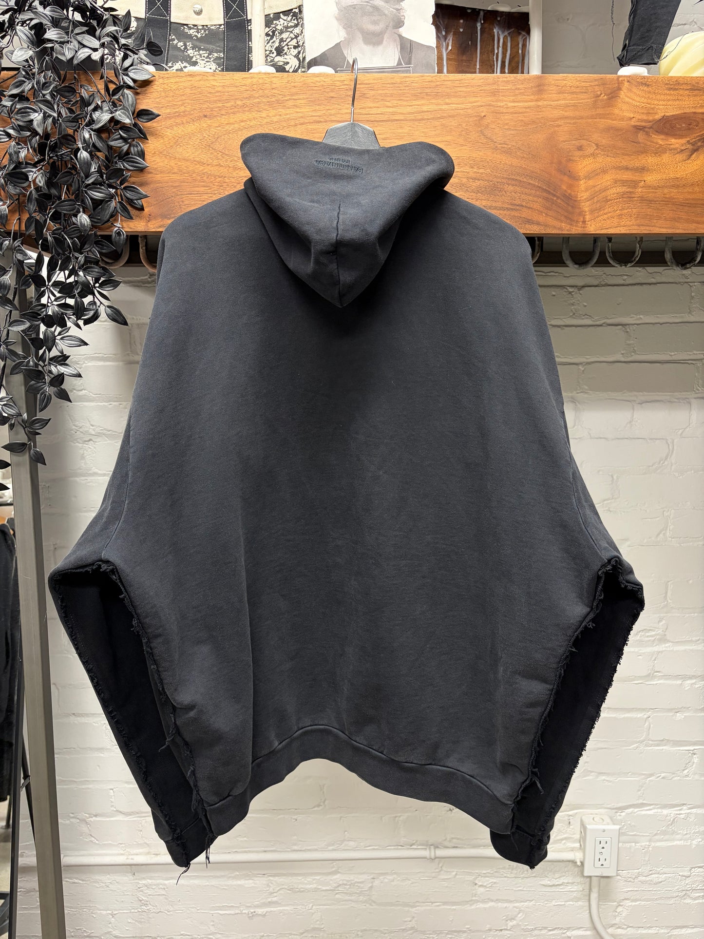AW2023 Balenciaga ‘Paris’ Hooded Black Hybrid Denim/Hoodie