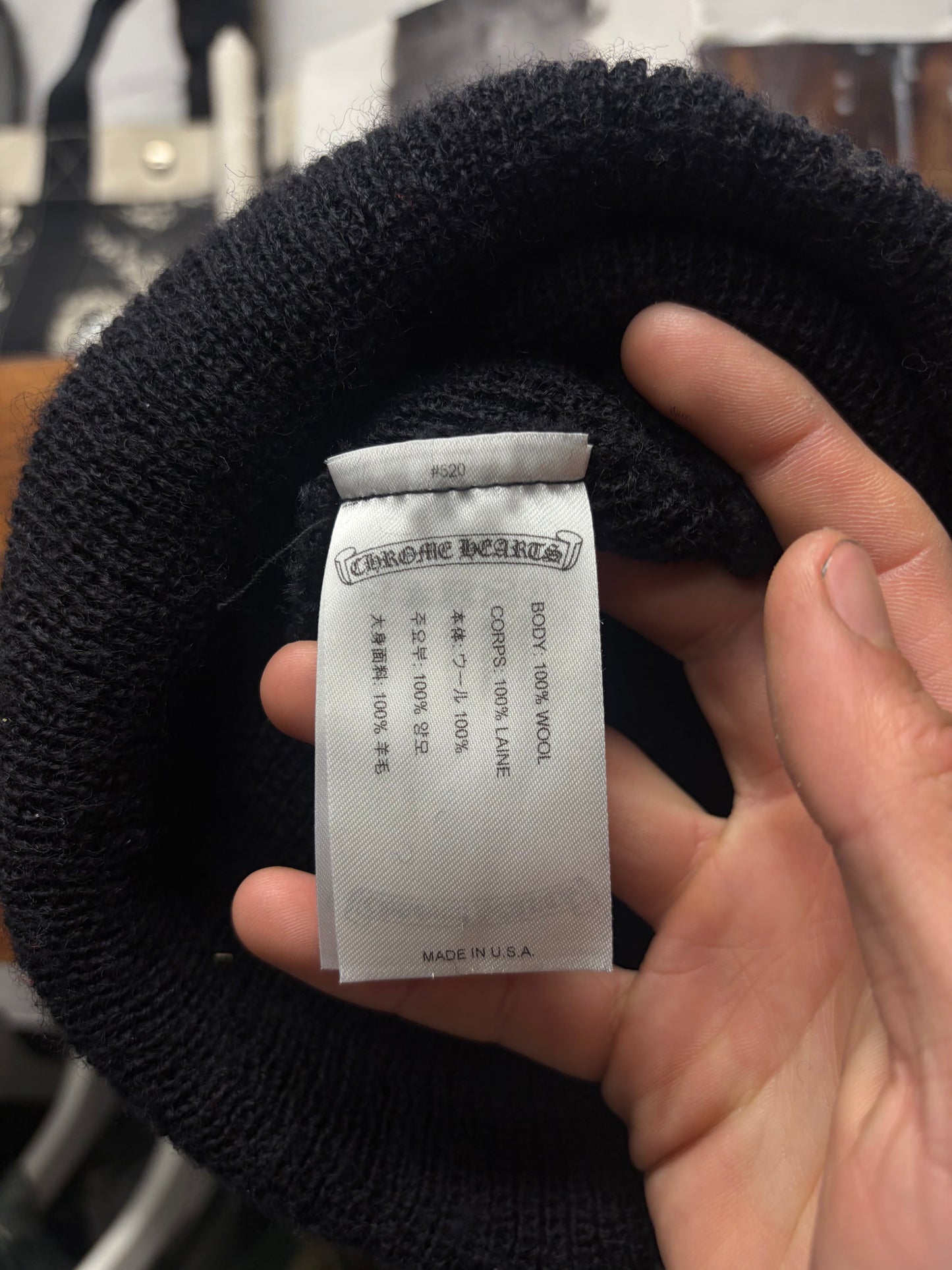 Chrome Hearts Plus Cross Ribbed Black Beanie