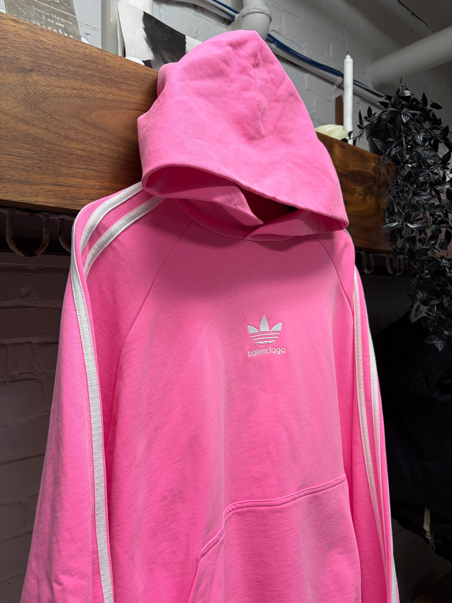 SS2023 Balenciaga x Adidas Pink ‘3-Stripe’ Pullover Hoodie