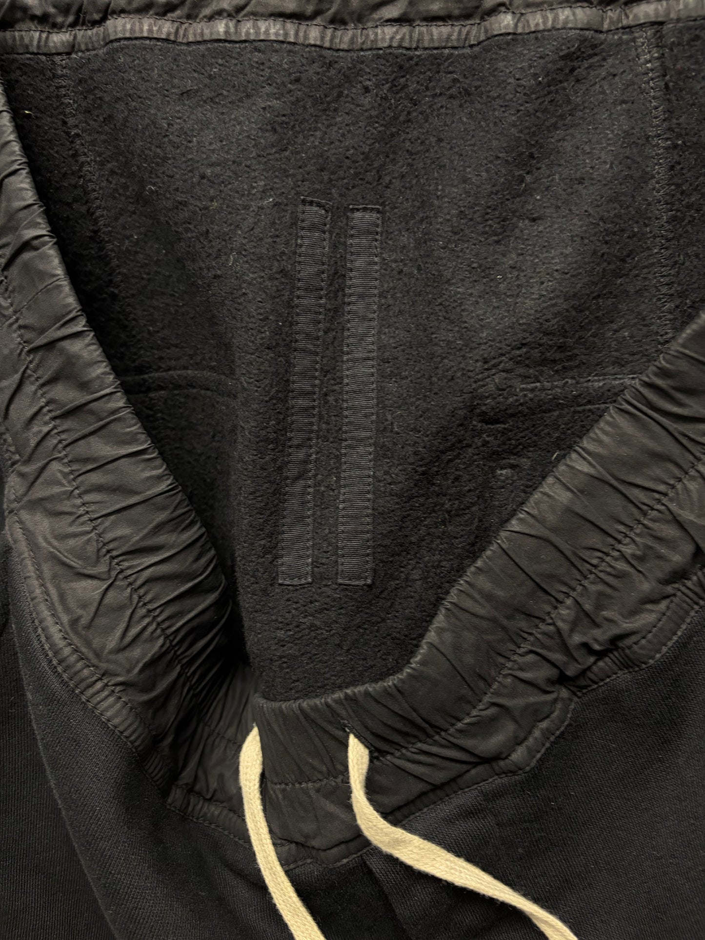 Rick Owens DRKSHDW Black Drop Crotch Cropped Drawstring Sweatpants
